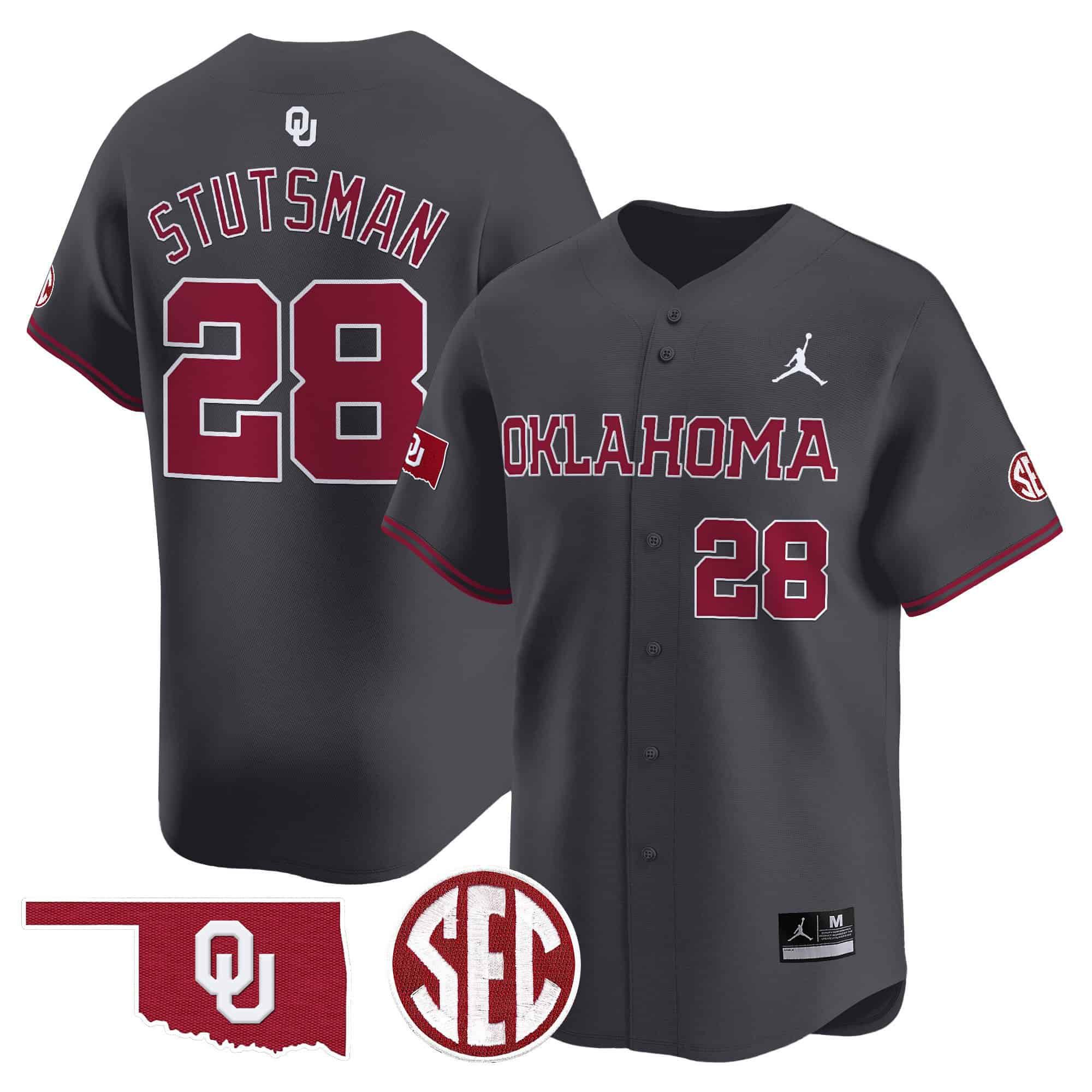 Men Oklahoma Sooners #28 Stutsman Grey 2024 Vapor Premier Limited NCAA Jersey